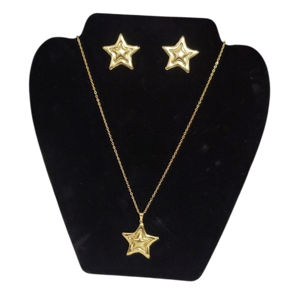 Stainless Steel Stars Necklace & Earring Set Jewelry